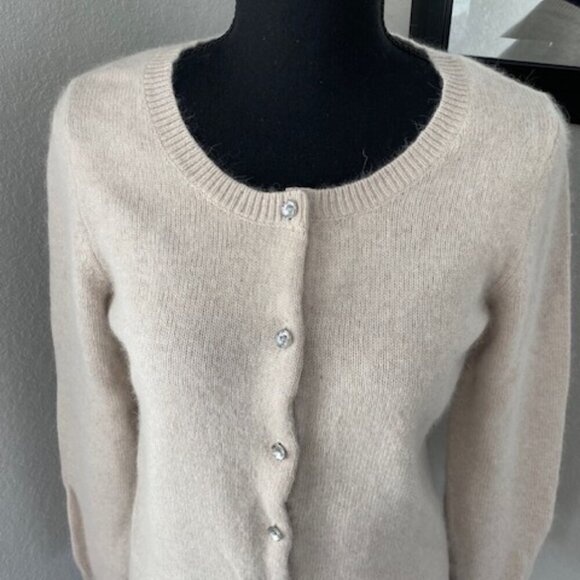 APT9 Tan Angora Rabbit Hair Button Cardigan Sweater SUPER SOFT Medium - Picture 3 of 13